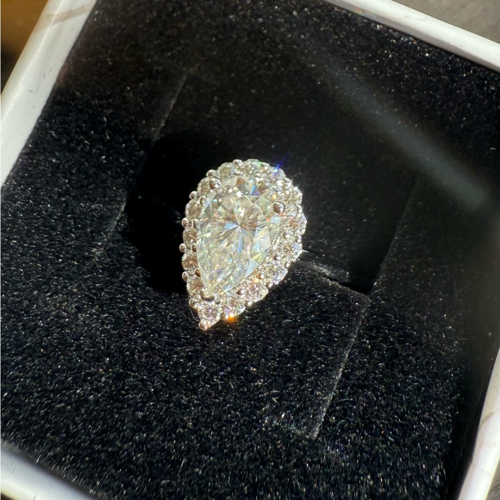 New Certified S925 Pear-Cutting Halo 1.5CT VVS1 D moissanite engagement/7